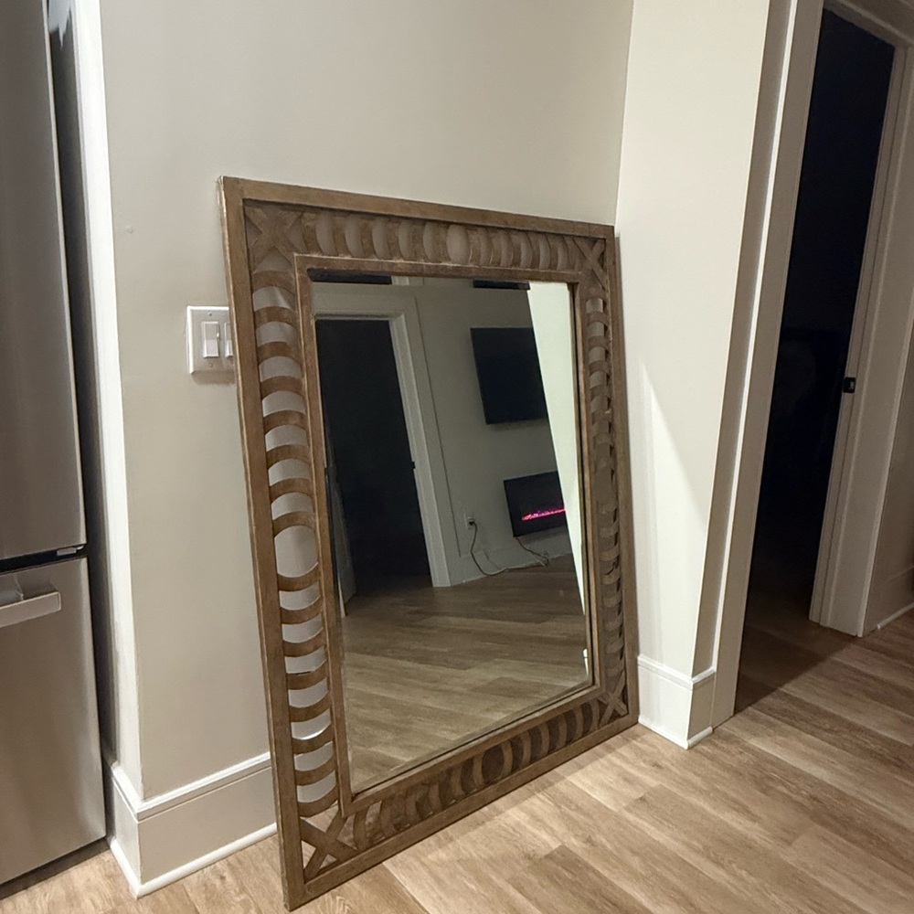 Maison Martin Margiela Brown Carved Wood Wall Mirror